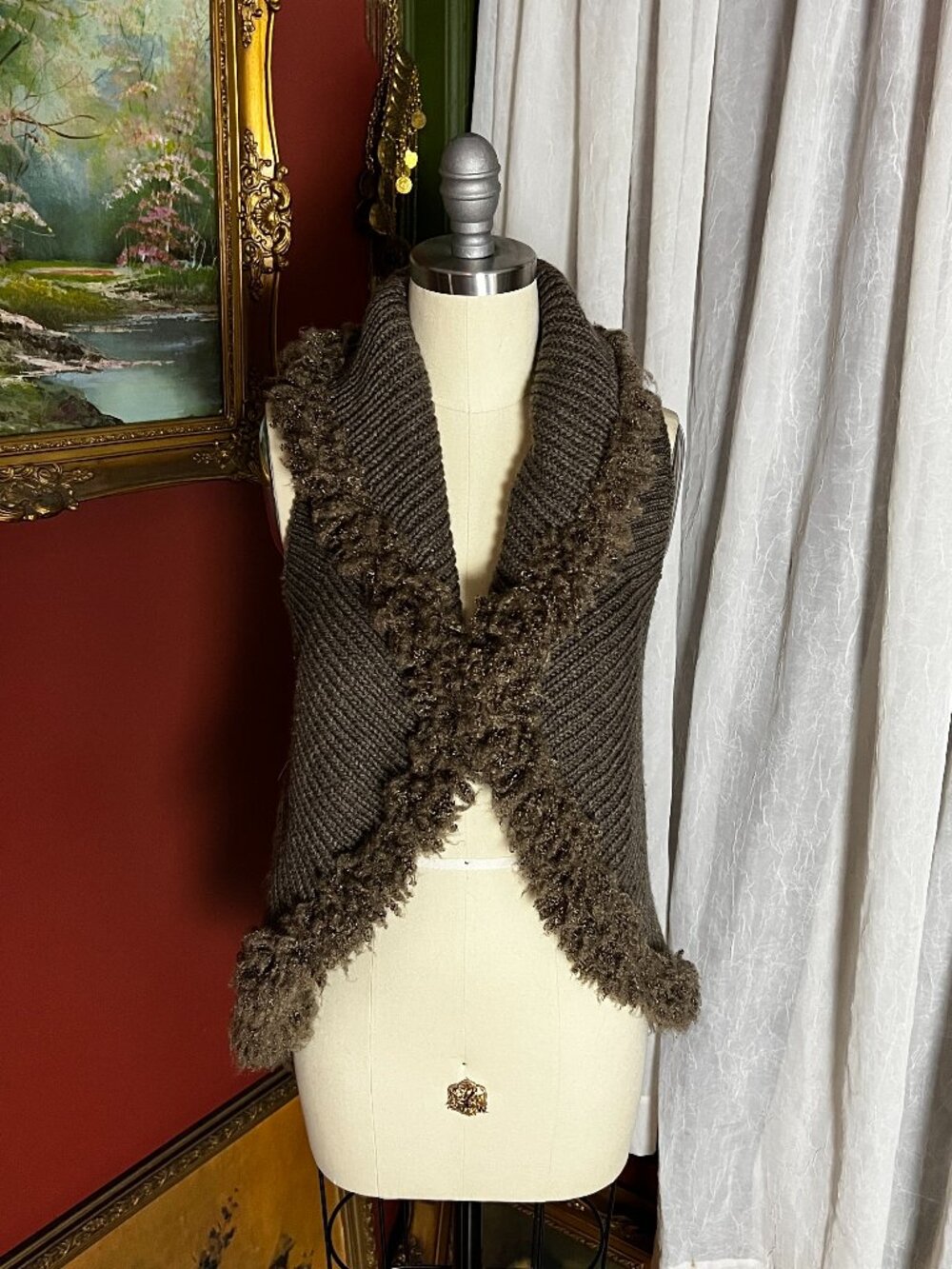 Fluffy edged vest